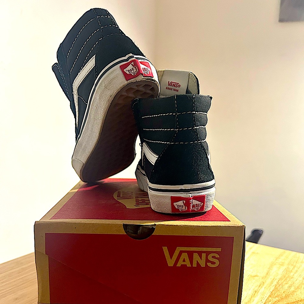 Vans Kids Sk8-Hi Black and White High-Top Sneakers - Picture 2 of 3